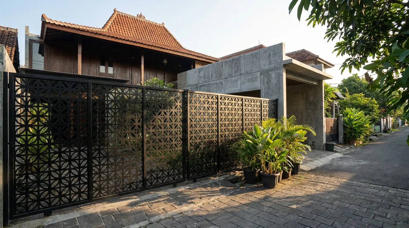 Pagar laser cut motif batik