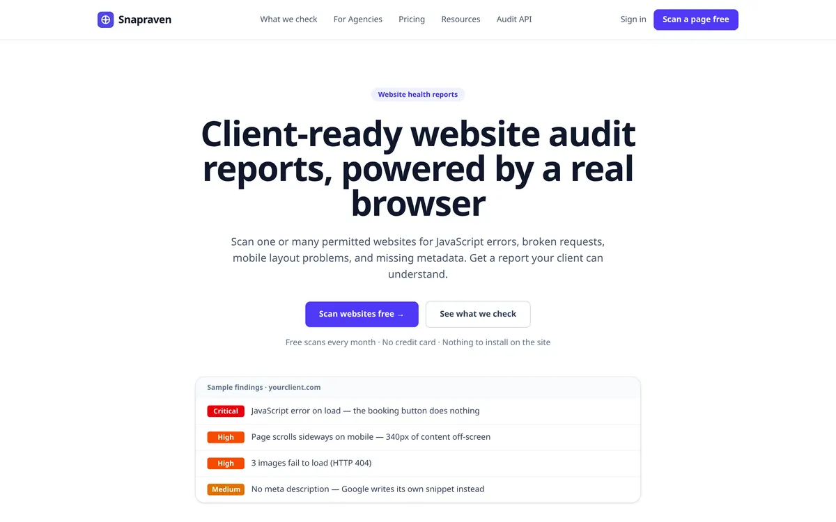 Laporan audit website Snapraven