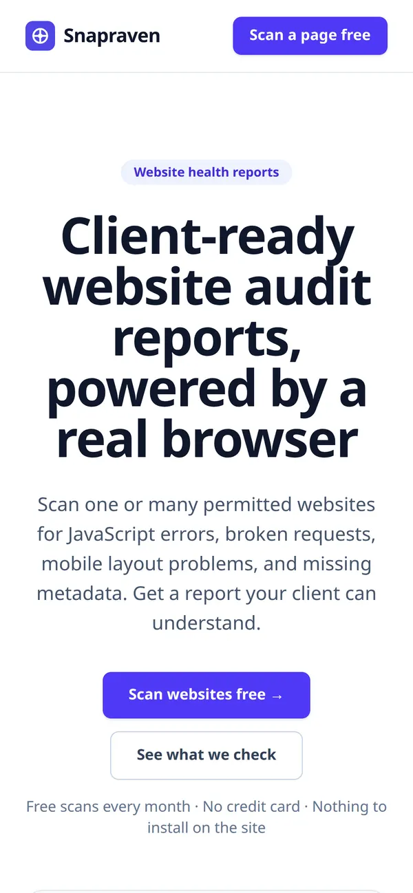 Snapraven — pemeriksa website dibuka dari HP